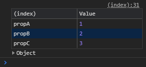 DevTool object table log