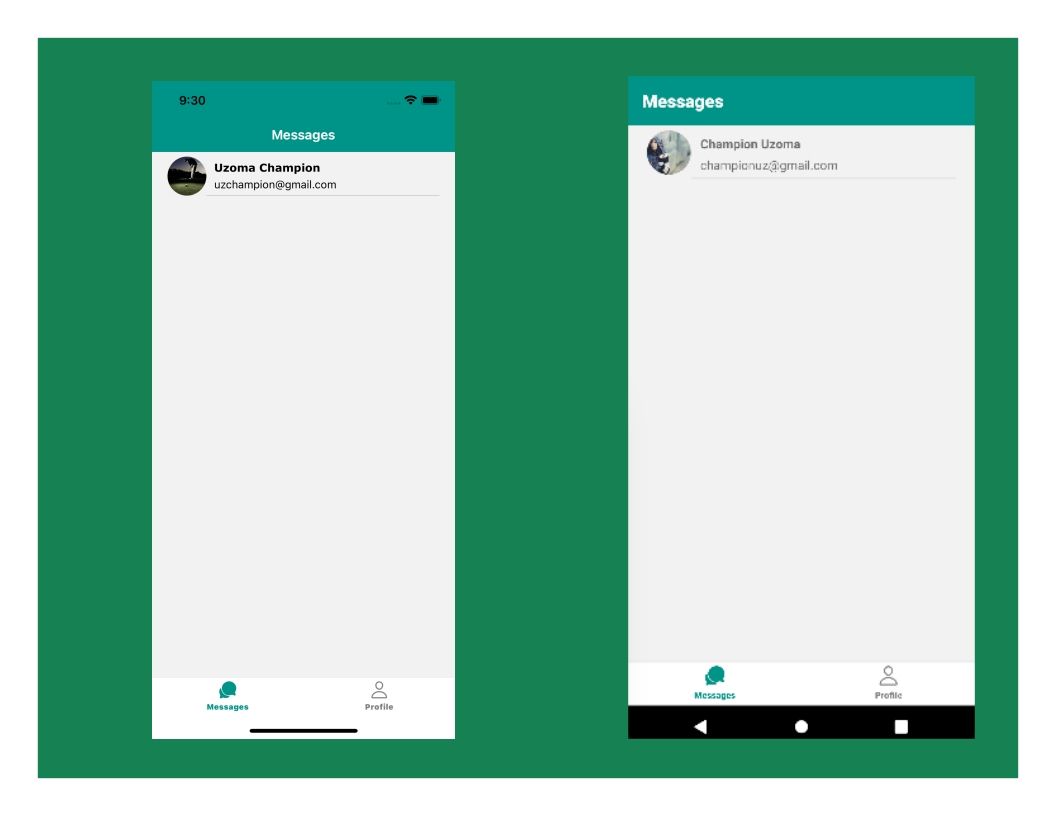 4 Image of Messaging Screen showing Registered users on Android and iOS