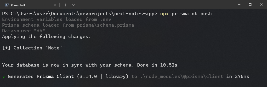 Sync database with updated Prisma scheam
