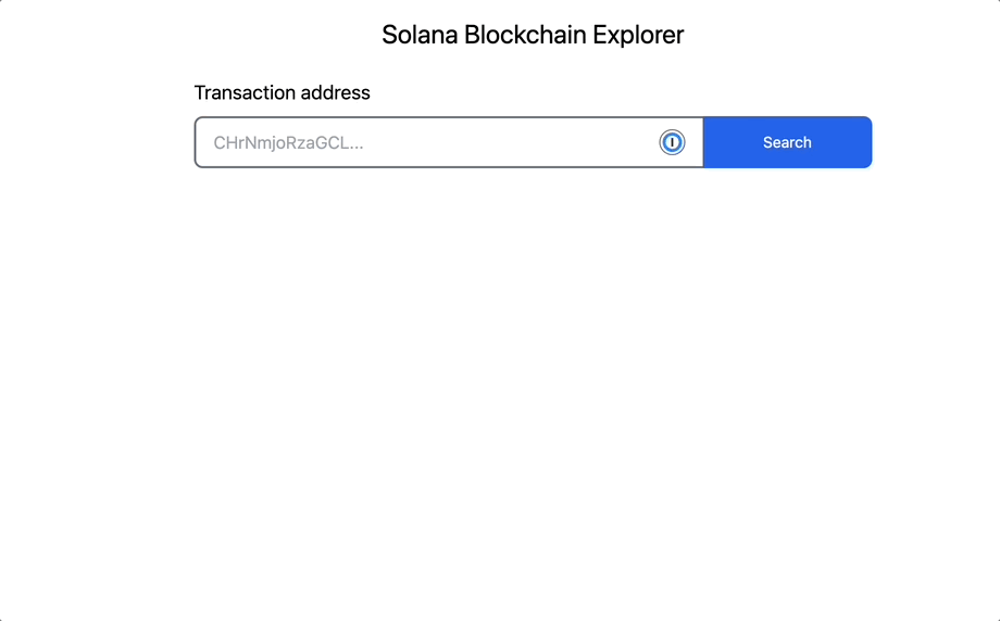Demo of Solana Blockchain Explorer