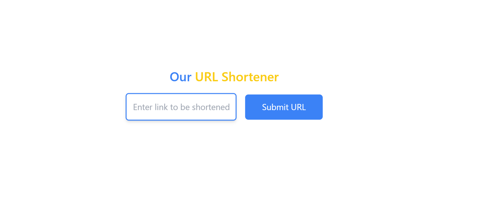 URL Shortener input field and button
