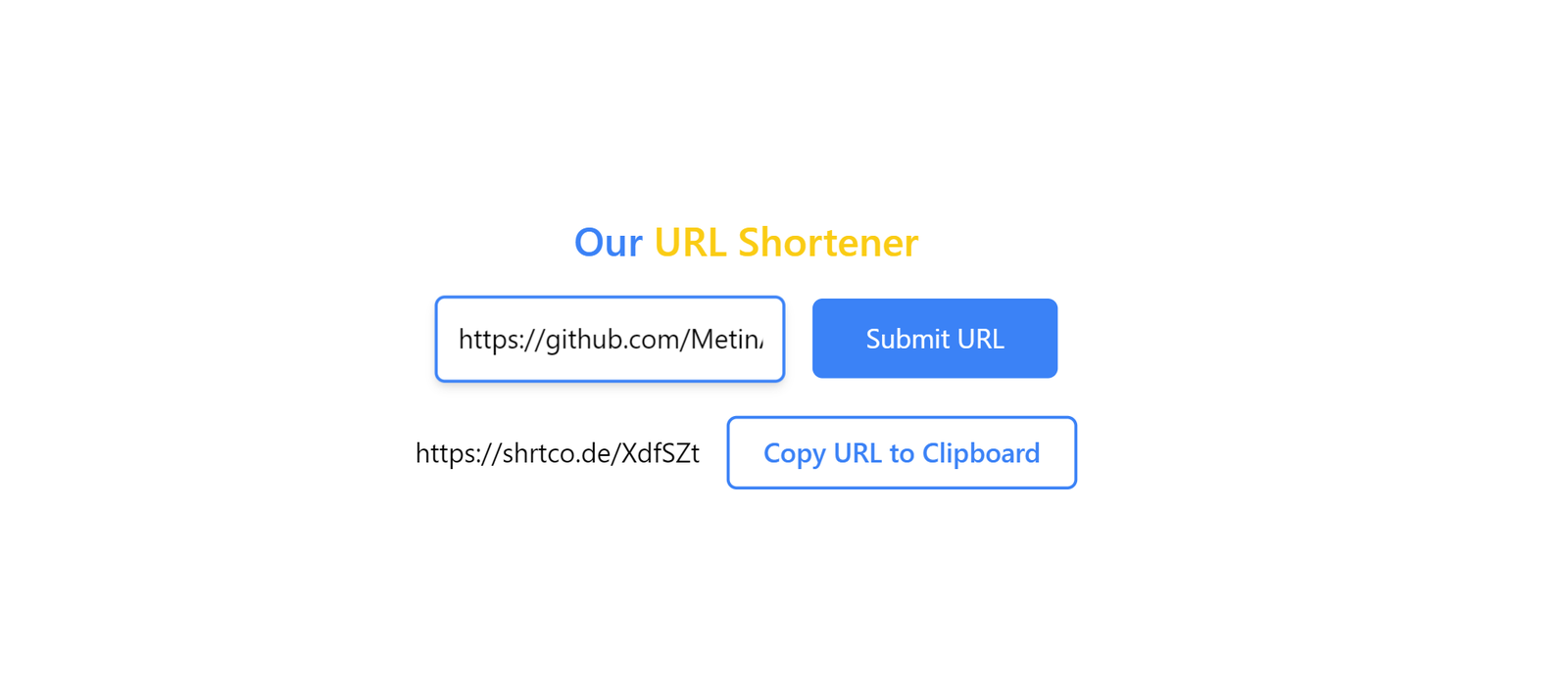 shortened URL and Copy to clipboard button