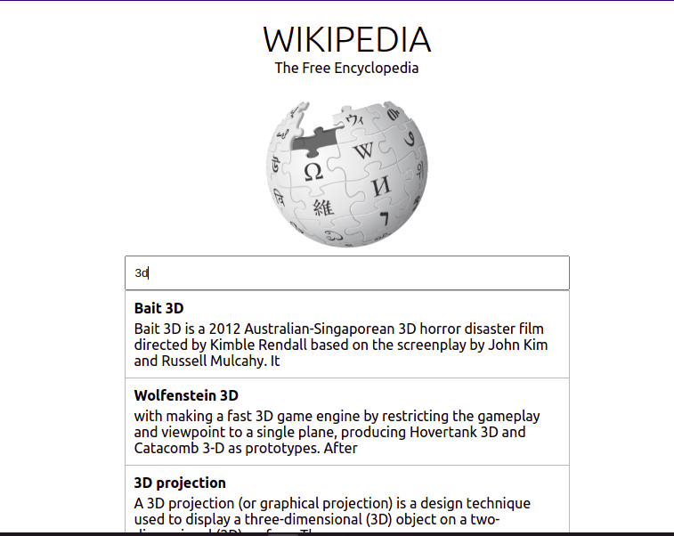 wikipedia search engine