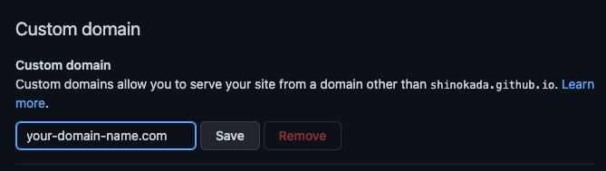 Custom domain setting