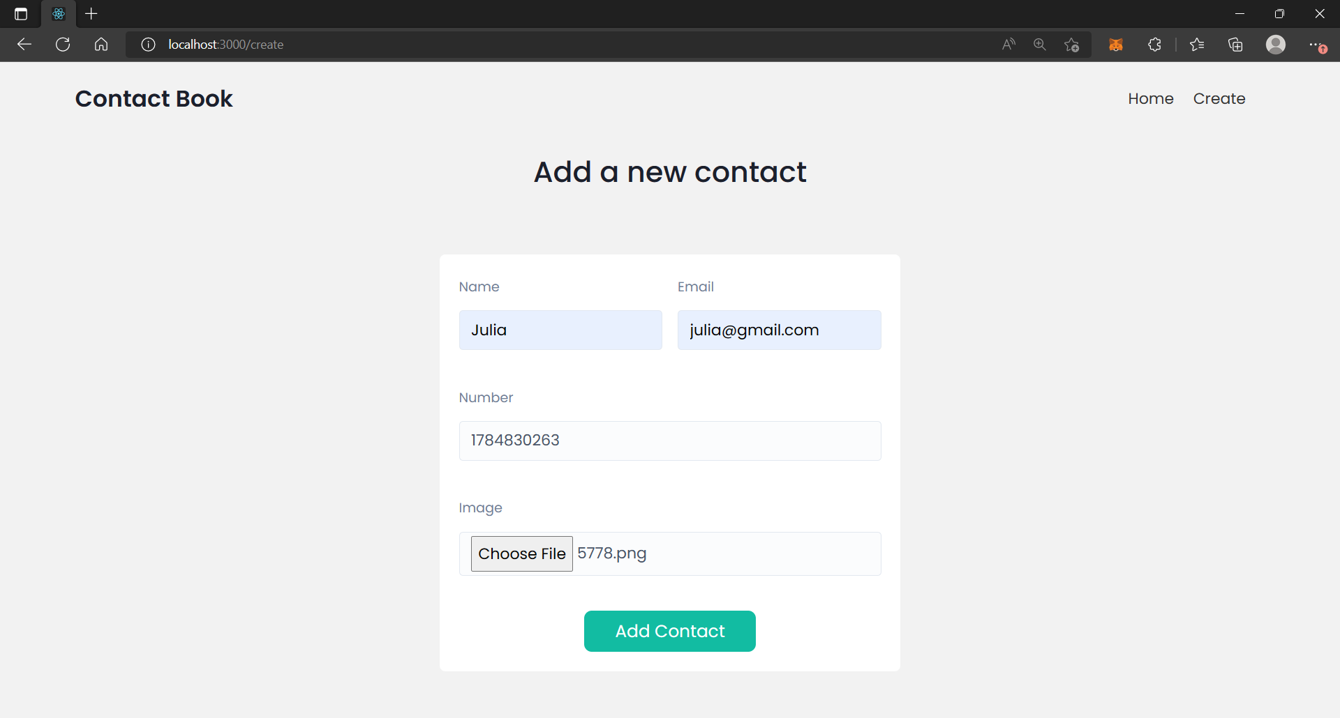 create contact page