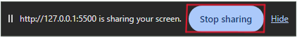 An image with the "stop sharing" button outlined