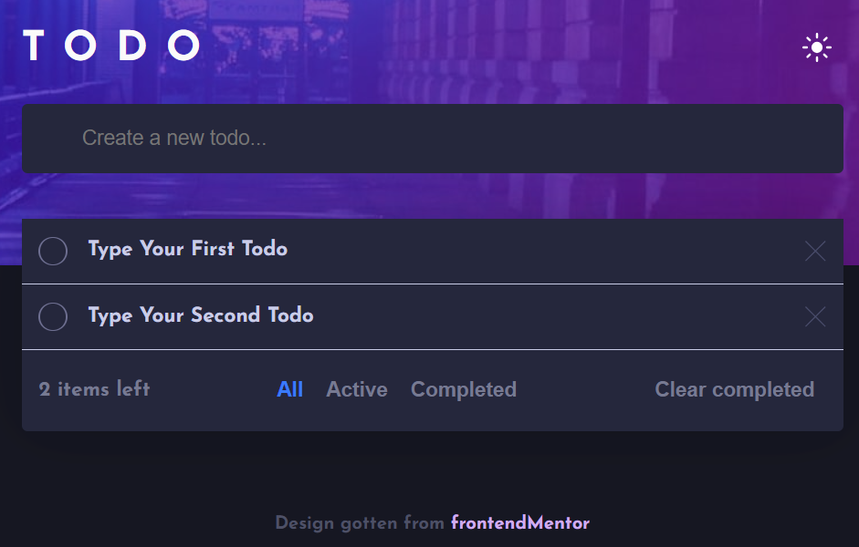 An image of a todo application