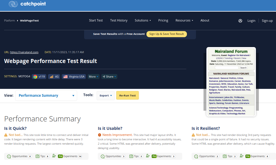 webPageTEST