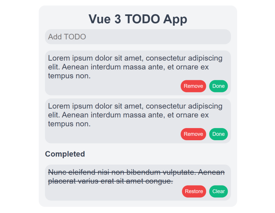 Vue 2 TODO app preview