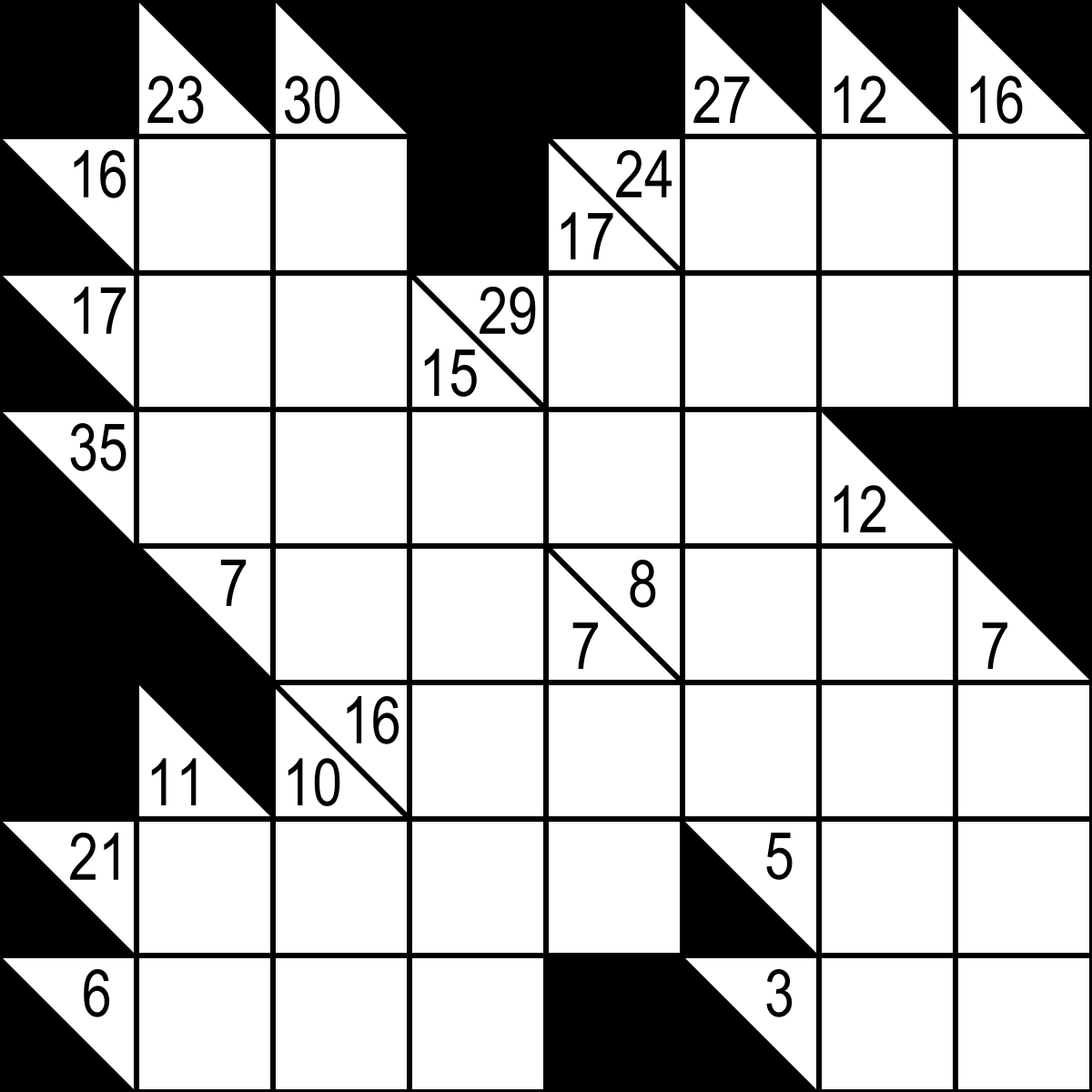 4 Kakuro puzzle, from Wikipedia