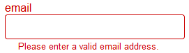 invalid email error