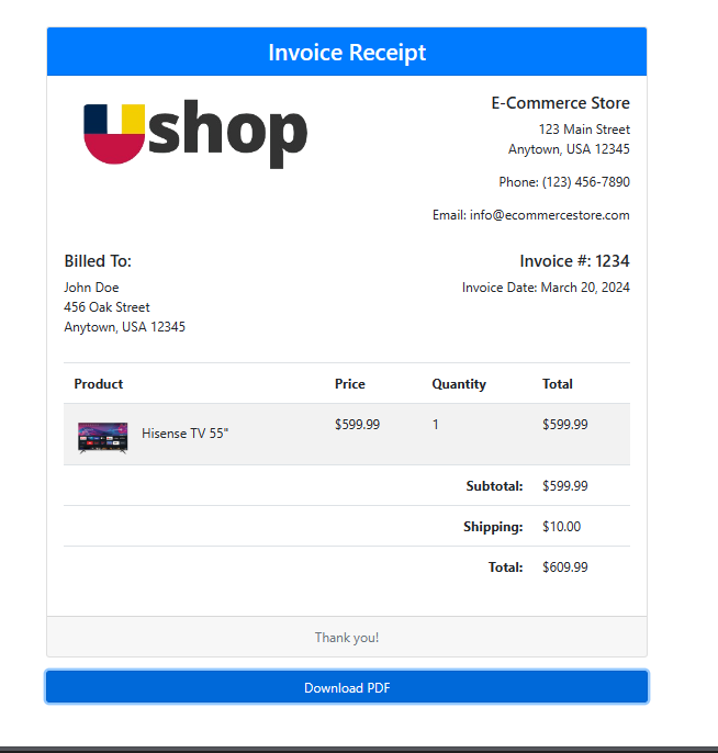 Invoice receipt