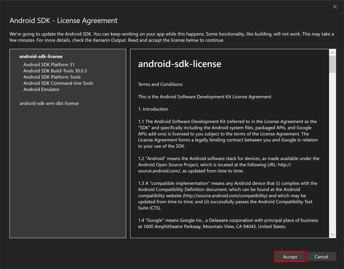 Android-sdk-license