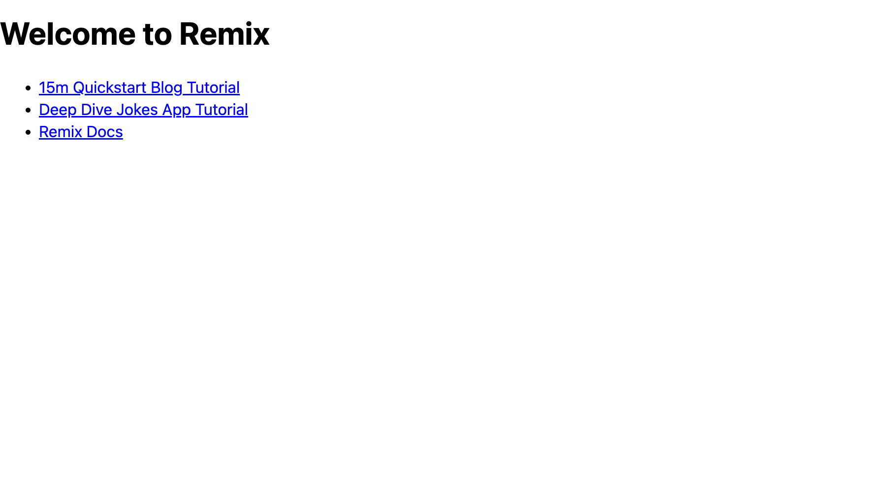 Remix application home page