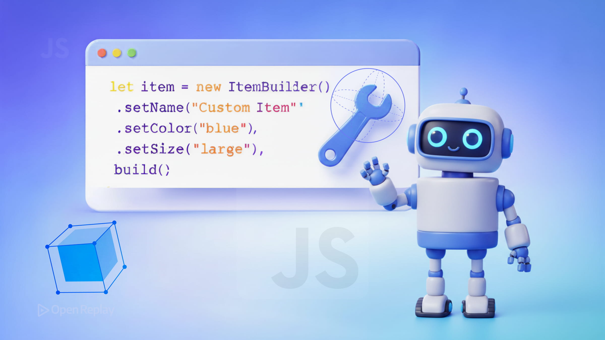 Примеры Builder Pattern в JavaScript для пошагового создания объектов: fluent API, цепочки методов, валидация, значения по умолчанию и API request builders.