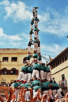 Catalan castellers collaborate, working together with a shared goal