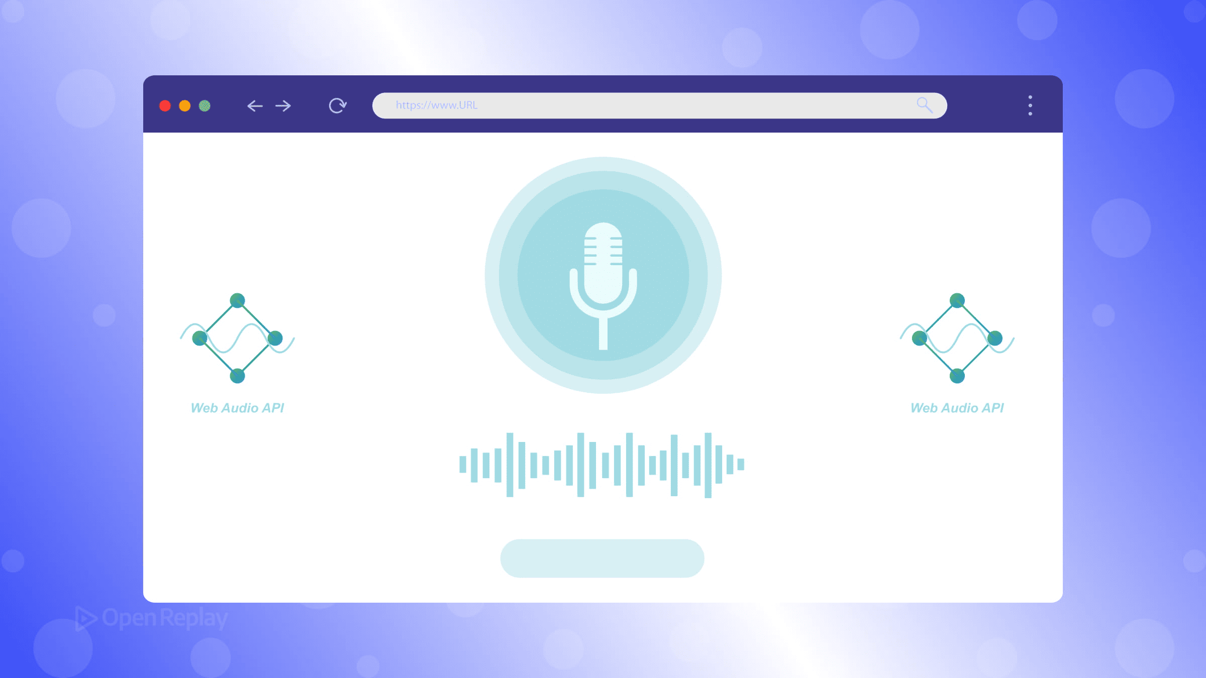 Web Audio API recording in the browser: capture microphone input with getUserMedia, process it if needed, and encode it with MediaRecorder.