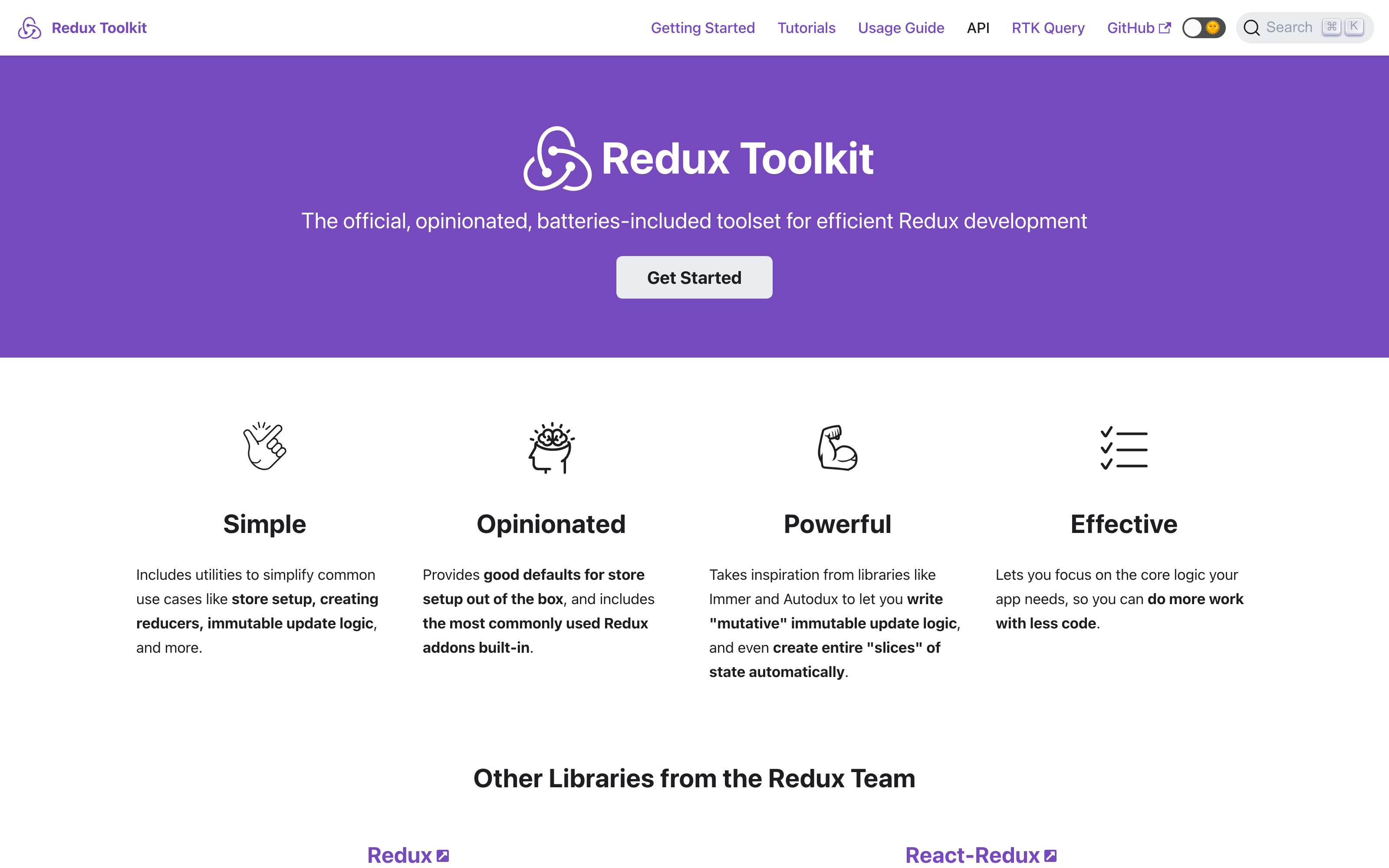 Redux Toolkit landing page