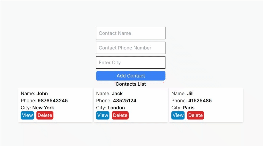 Delete Contact From the View Page demo