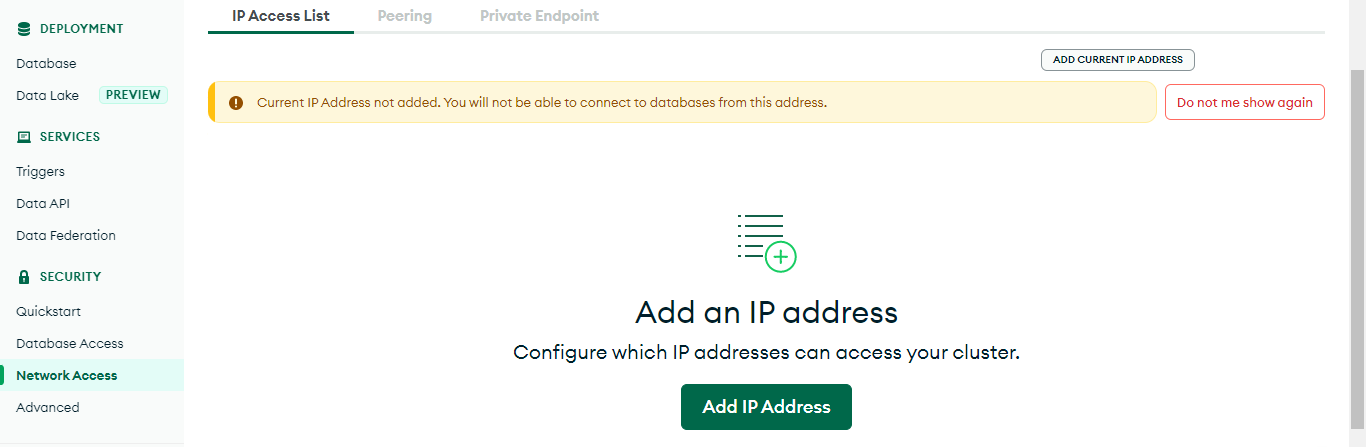 IP address not added