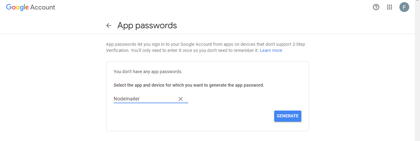 GENERATE App password