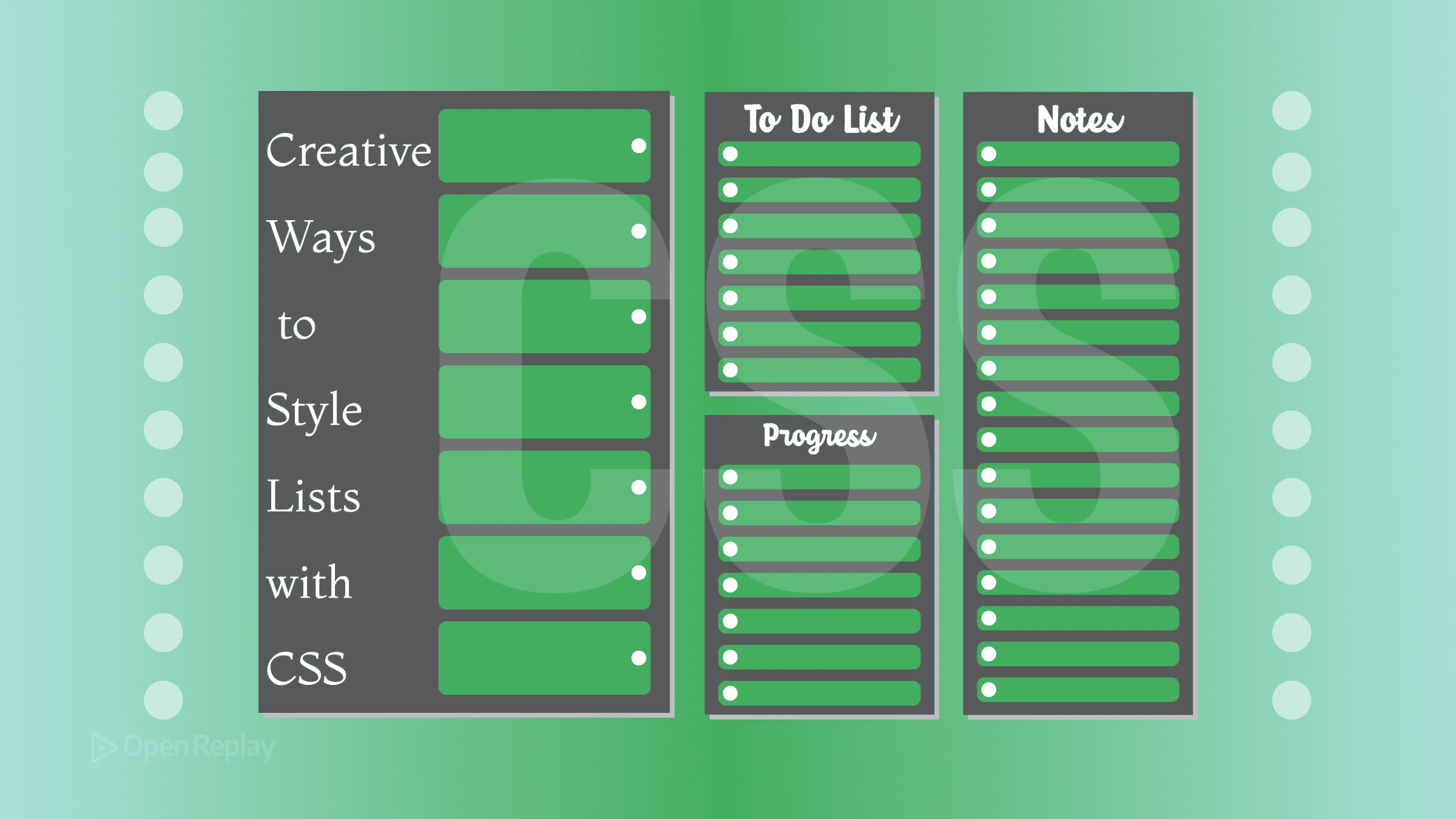 Style lists with CSS using semantic HTML, ::marker, ::before, counters, and @counter-style for custom bullets and numbering with accessibility in mind.
