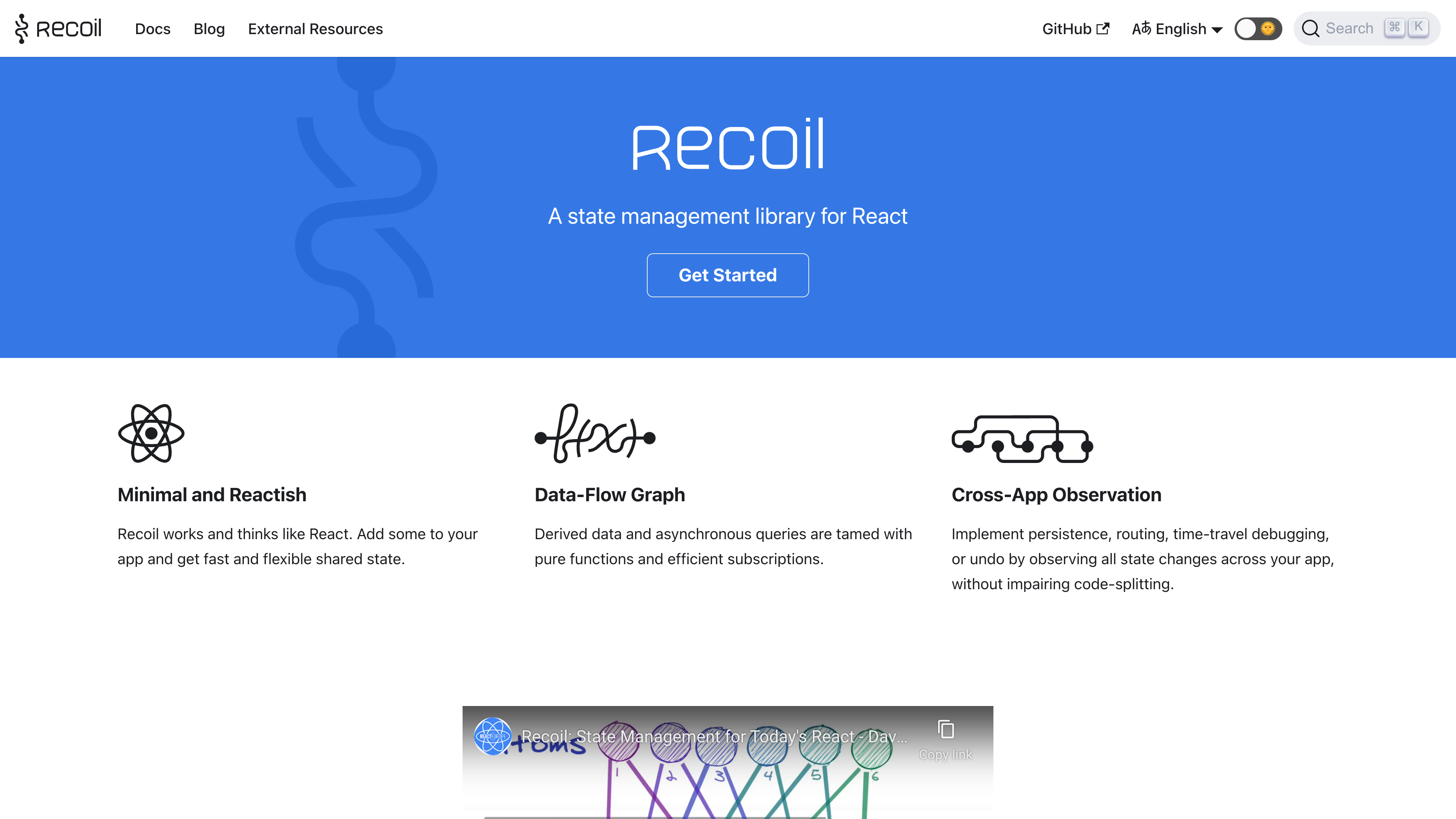 Recoil landing page