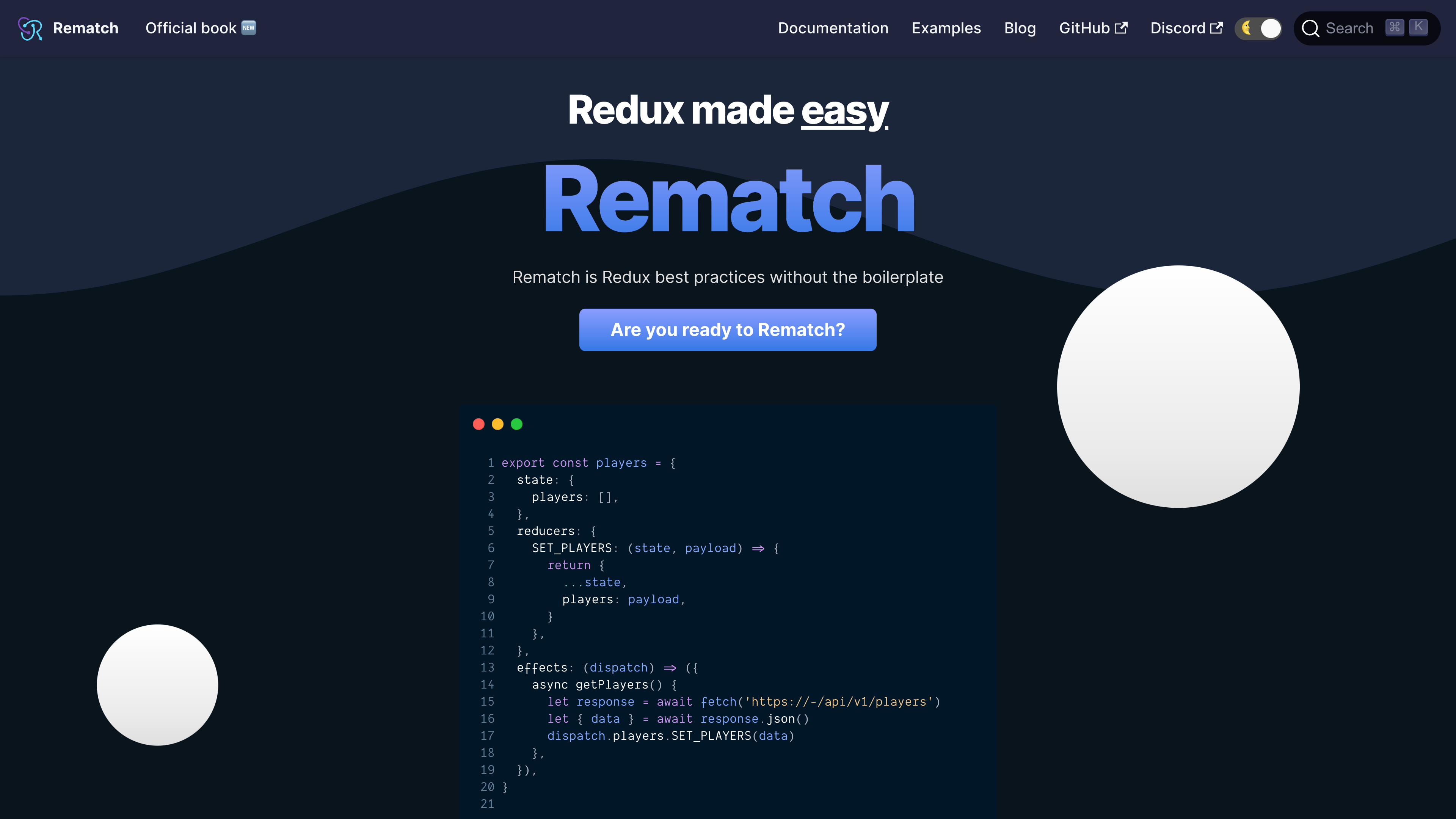 Rematch landing page