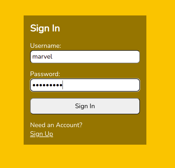 The sign-in form