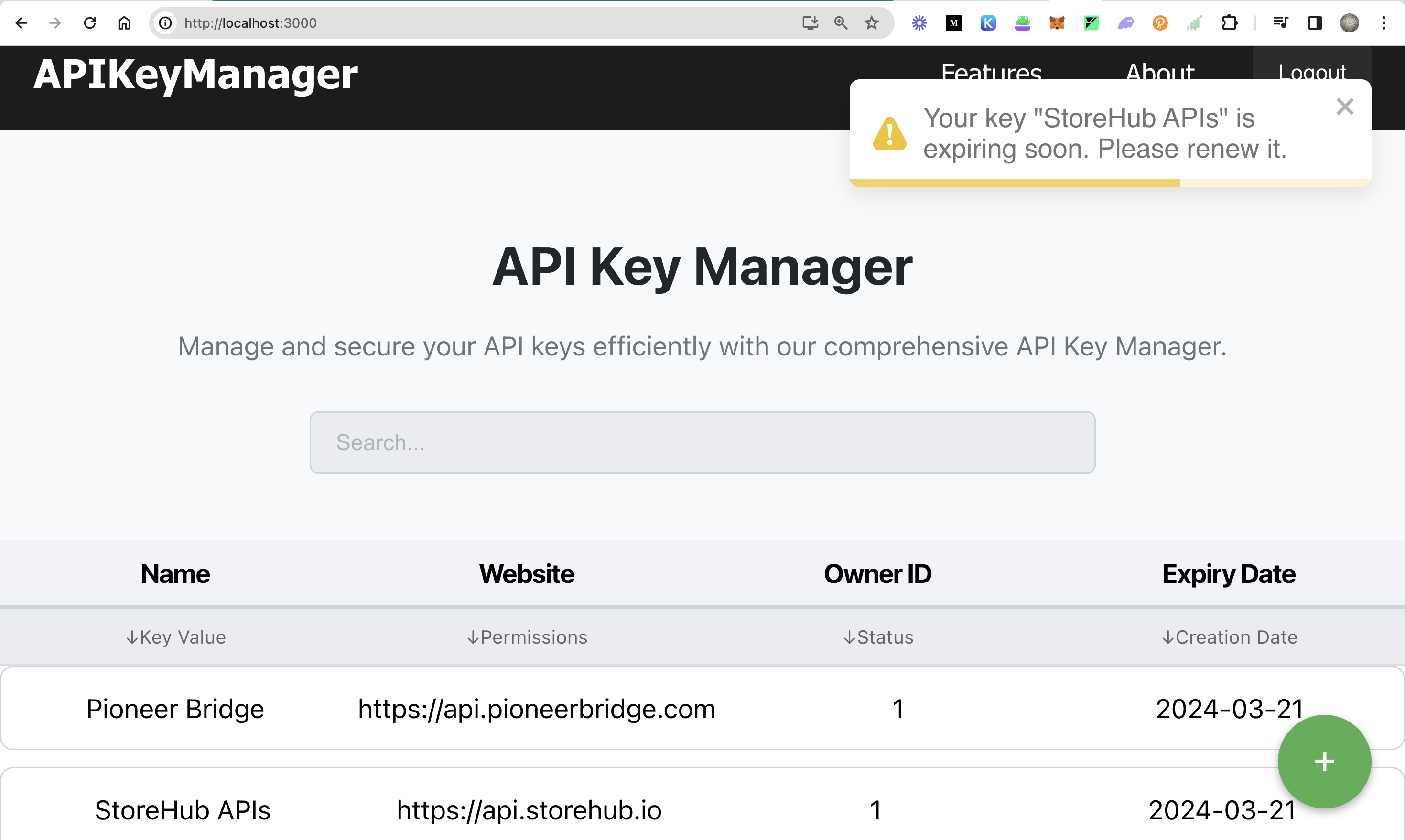 Key Expiry Alerts