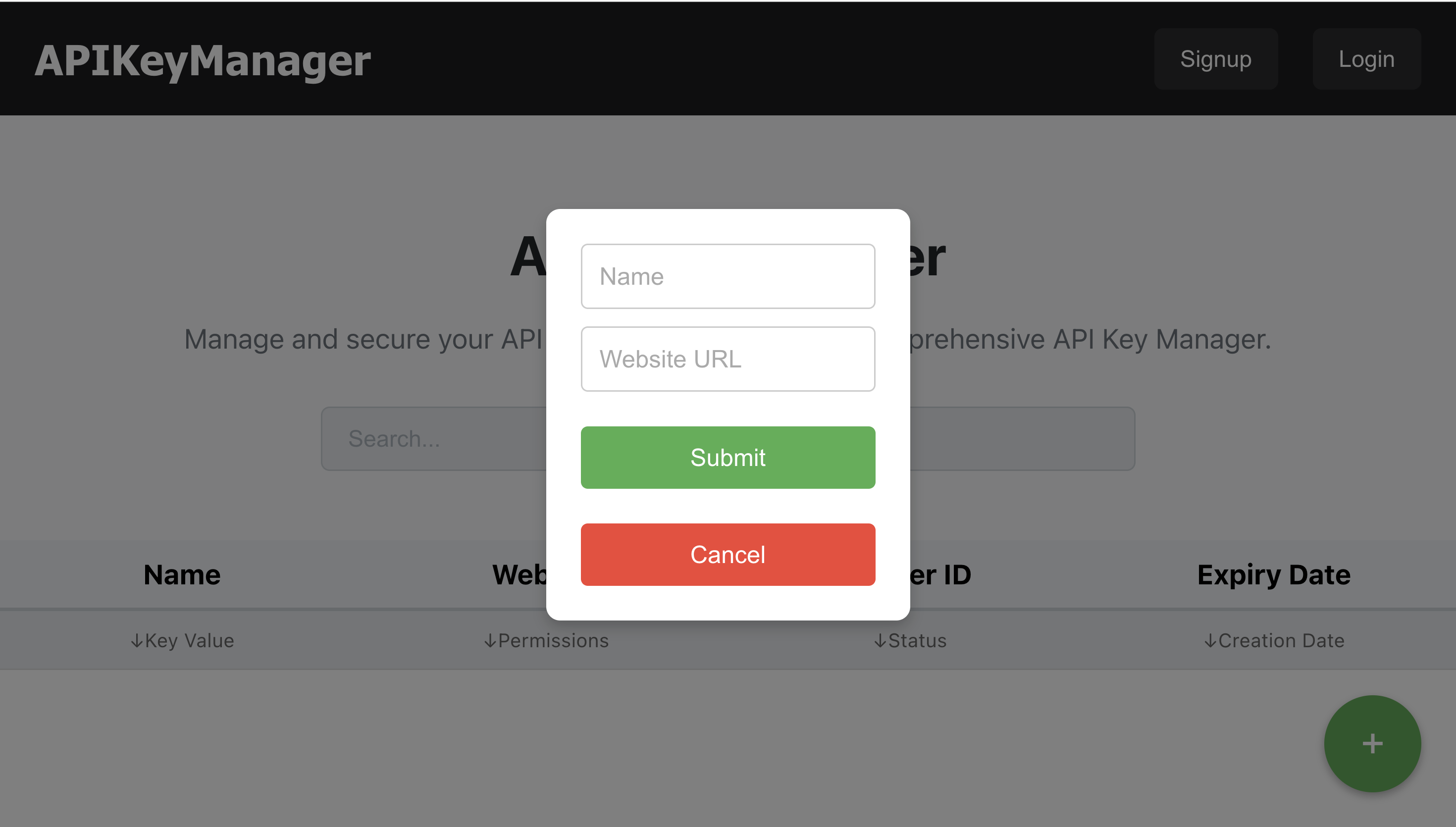 create API Key modal