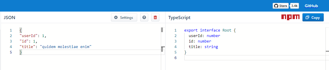 Getting types for JSON